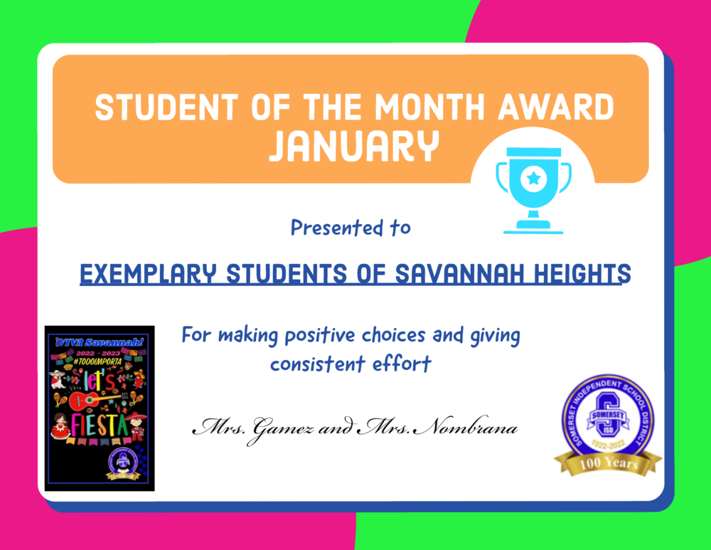 Students of the Month and Principal Picks